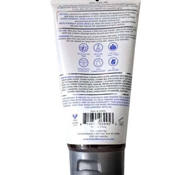 GlobalBeautyCare Detoxifying Retinol/AHAs/BHAs Facial Scrub 5 Floz - Picture 2 of 2